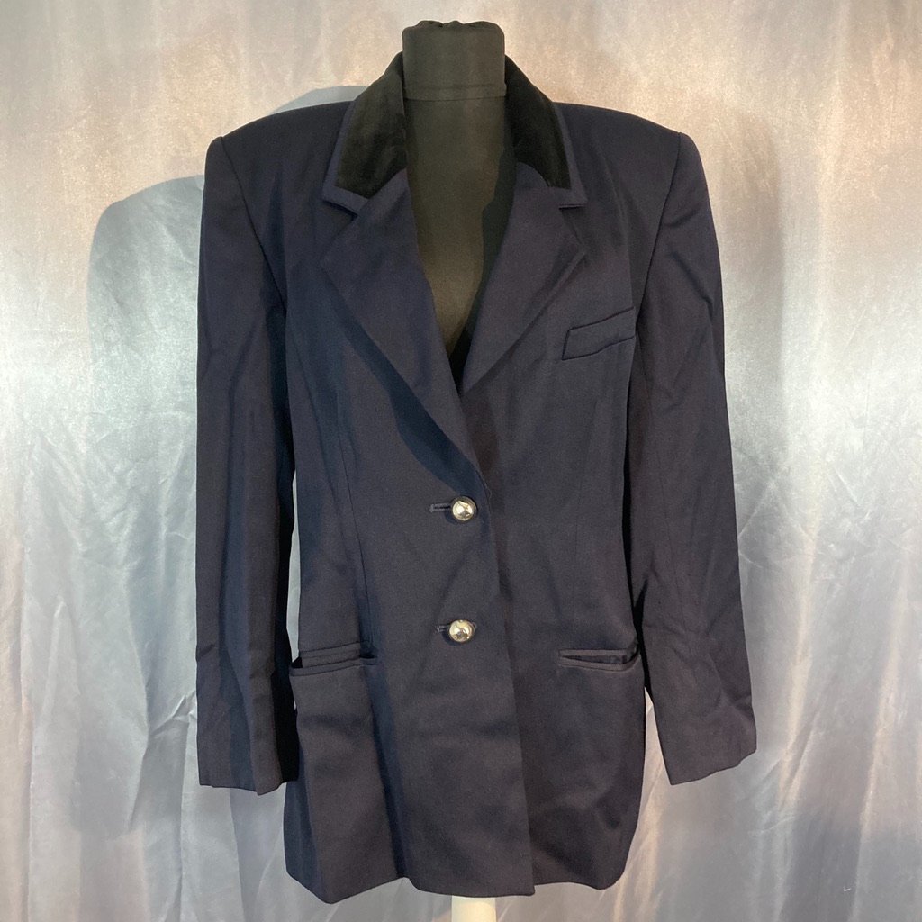 Navy Velvet Collar Womens Blazer